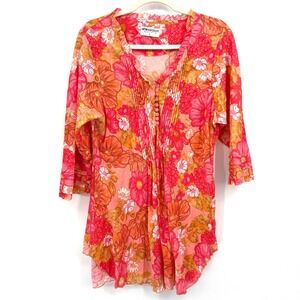 One Season Australia poppy tunic boho maximalist swim cover lightweight top L